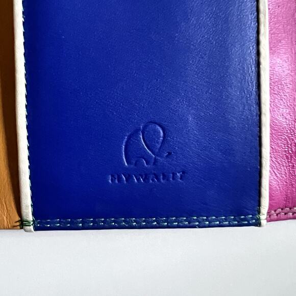 MyWalit Colorful Italian Leather Trifold Wallet ID Window Zip Coin Billfold - Picture 10 of 13